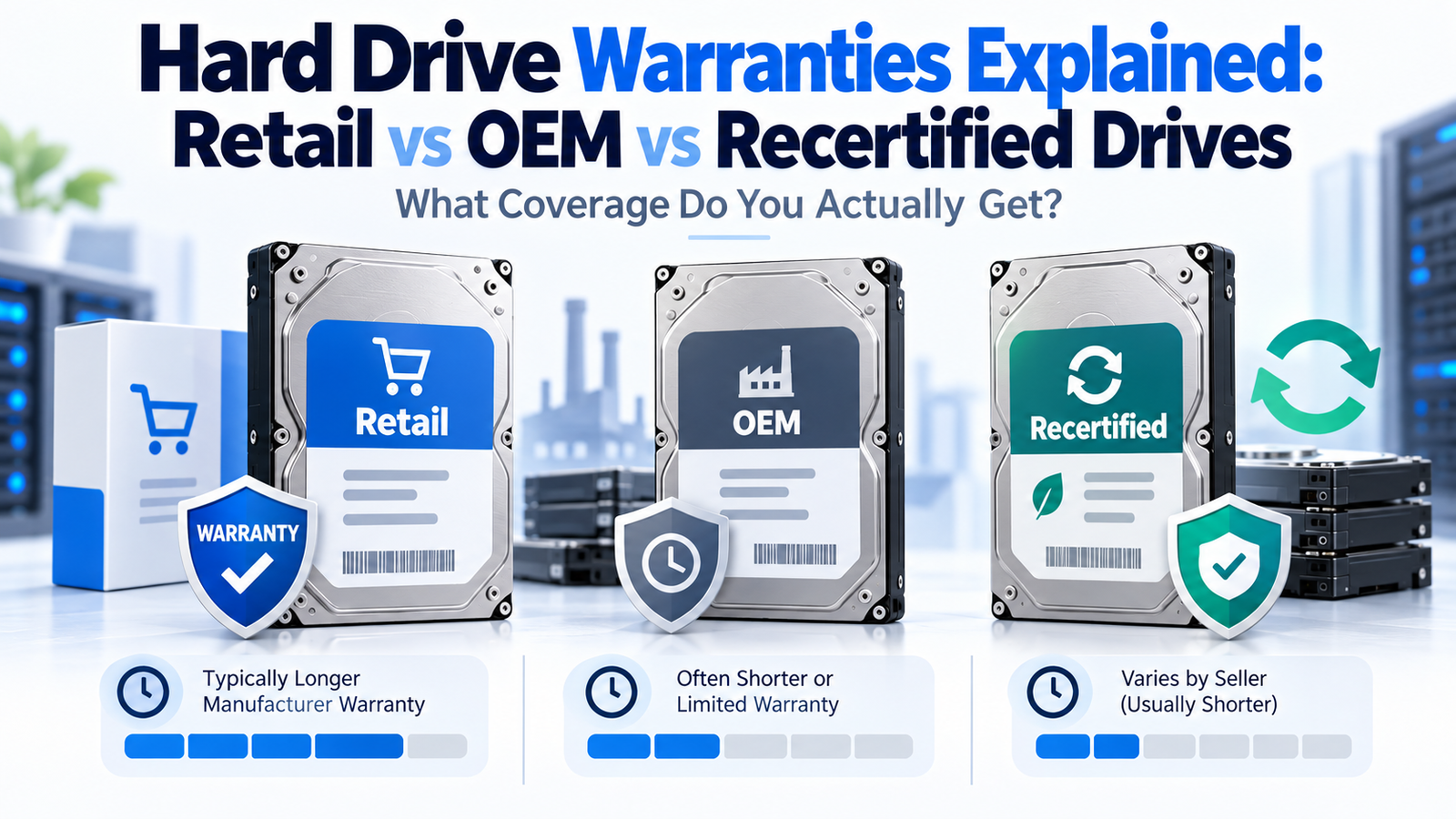 Retail vs OEM vs recertified hard drive warranty comparison